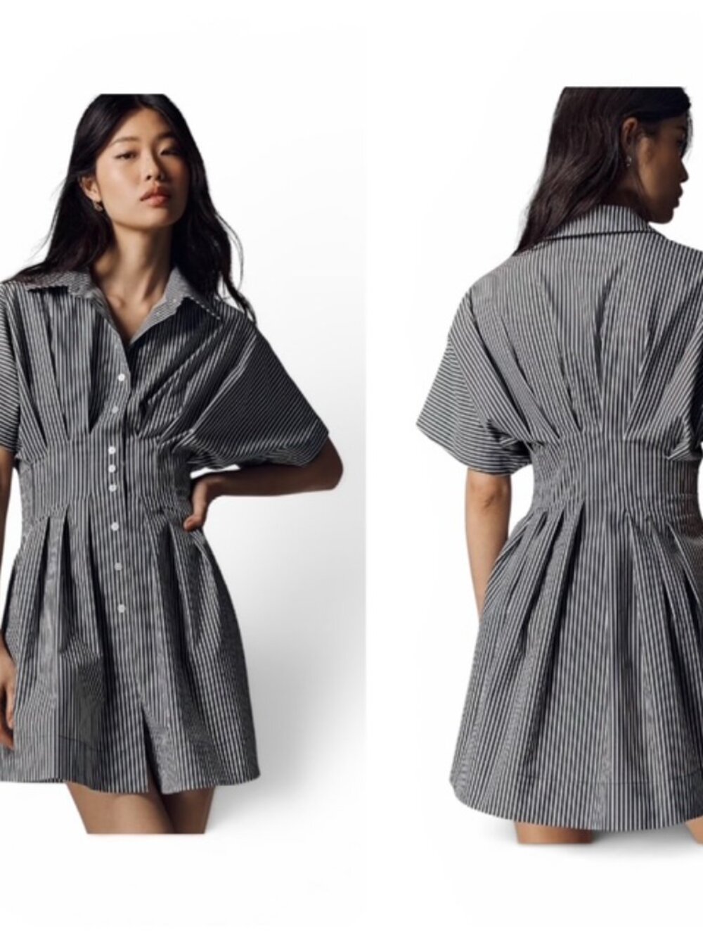 Anthropologie "The Tobie" Mini Shirt Dress by Exquise - Charcoal - Size M - Picture 5 of 5